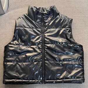 Shiny Black Puffer Vest
